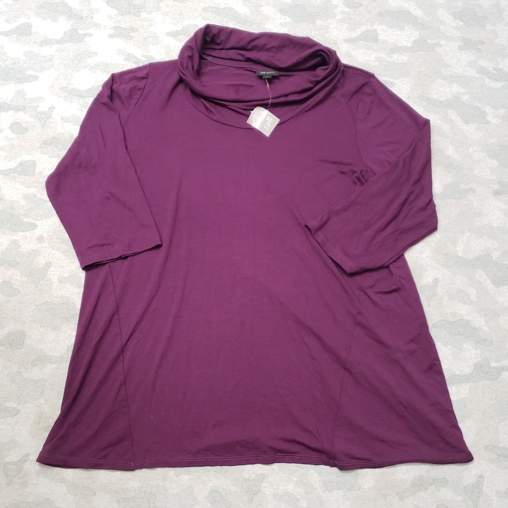 J. Jill Tunic Top Women Large Purple Wearever Cowl Neck 3/4 Sleeve NWT